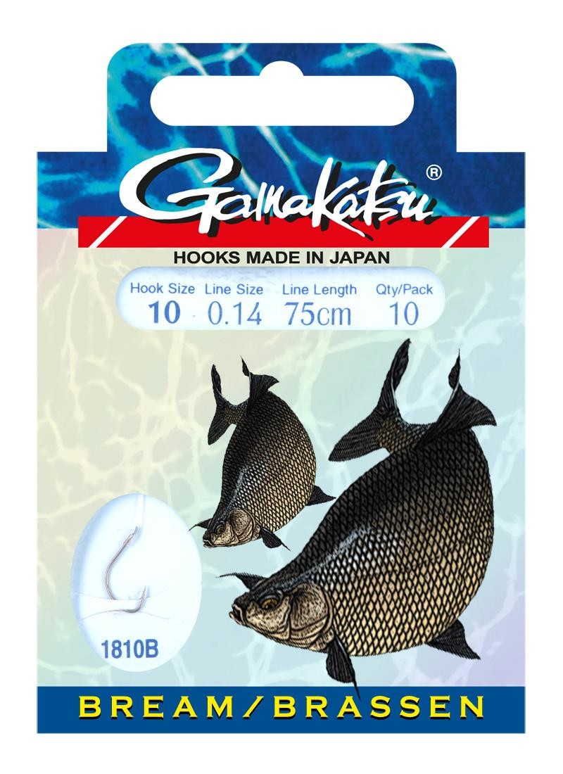 Gamakatsu__1810B_01 Āķis Ar Pavadiņu Gamakatsu 1810B #8 0.18mm 75cm 10gab