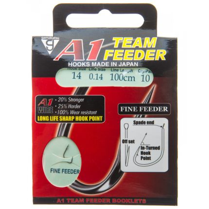 Āķis Ar Pavadiņu Gamakatsu Fine Feeder #8 0.18mm 100cm 10gab