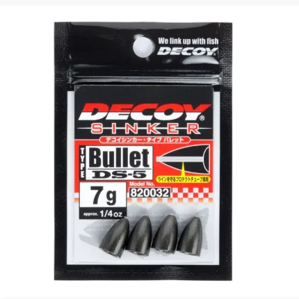 Decoy Sinker Bullet DS-5 kas paredzēts spiningošanai ar Teksasas (Texas Rig) un Karolīnas (Carolina Rig) sistēmām. Galvenās īpašības un priekšrocības: