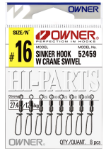 Sakabe Owner Sinker Hook W Crane Swivel